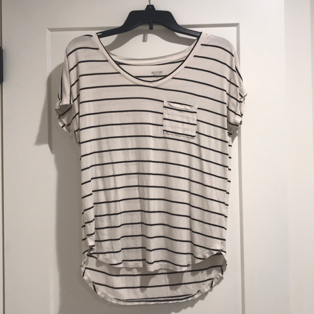 black and white striped shirt with pocket